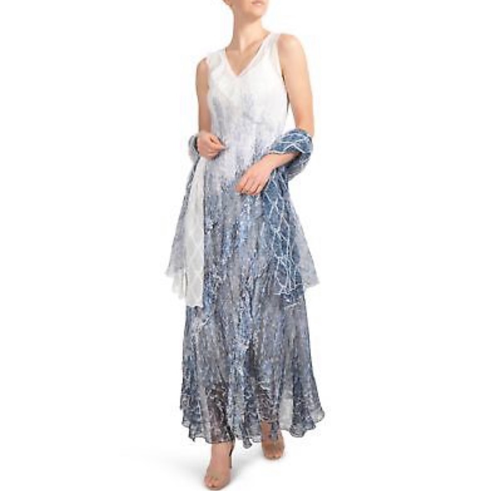 Ruffled Charmeuse Chiffon Gown